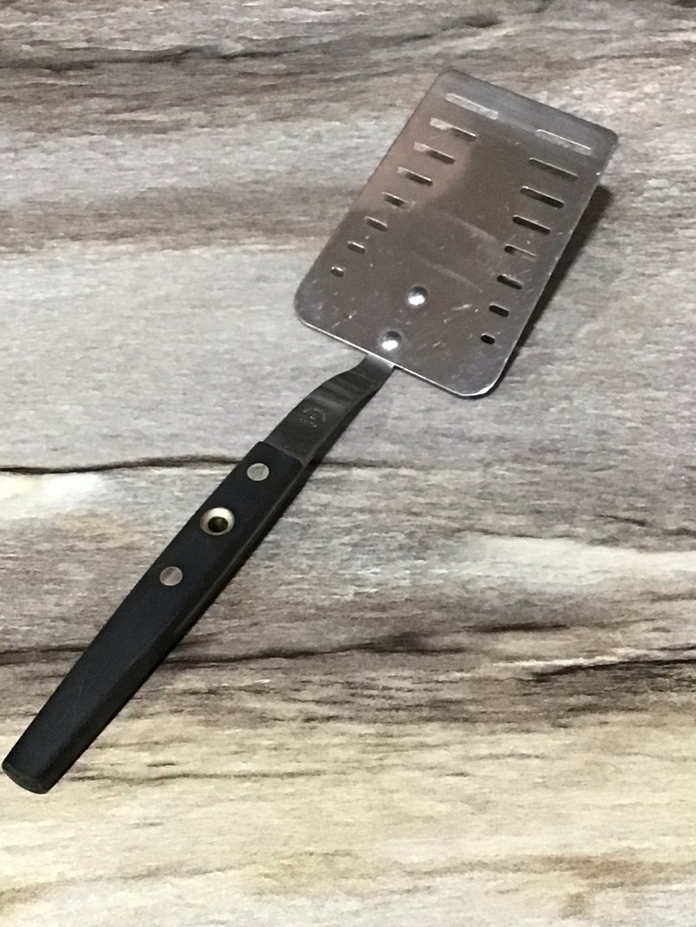 Vintage 60s Ekco Flint Arrowhead Stainless Vanadium Steel Slotted Spatula